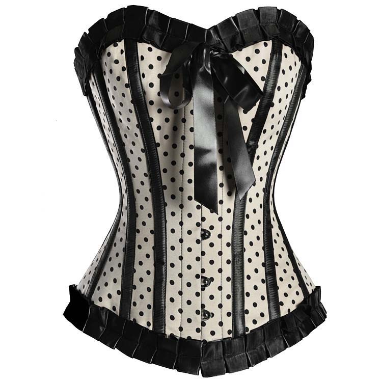 White Shiny Black-dotted Corset